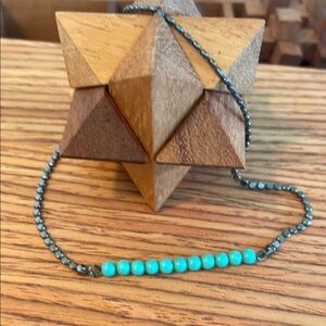 Upcycled Aqua Glass Bead Necklace
